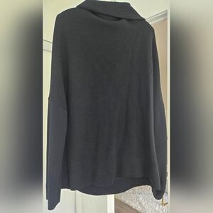 COS Black Relaxed Sleeve Mock Neck Long Top